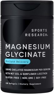 Sports Research® Magnesium Glycinate - Suports Restful Sleep & Enzymatic Processes - 160 mg Chelated Magnesium - Liquid Softgel - 120 Count