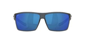 Costa Del Mar Men's Rincon Polarized Rectangular Sunglasses, Matte Smoke Crystal/Grey Blue Mirrored Polarized-580P, 63 mm