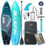 Bluefin Cruise 10'8 Blue Gecko Inflatable Paddle Board | Premium SUP Package & Accessories | NonSlip Deckpad & Lightweight | 6' Thick All-Round Paddleboard |Perfect stand up board for Adults & Youth