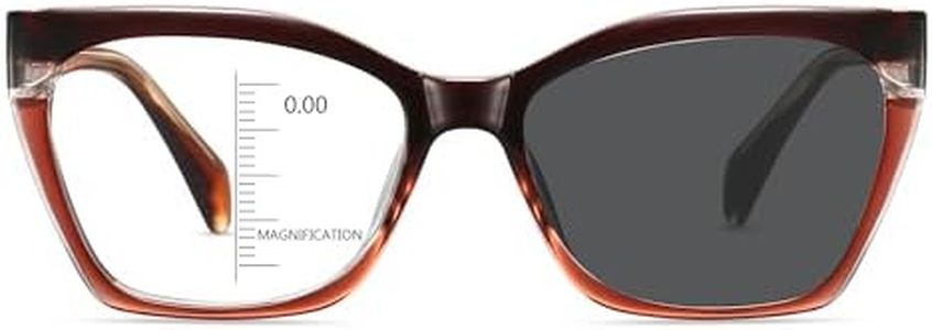 HOOBAY Photochromic Progressive Multifocus Reading Glasses Women,Progressive Readers No Line Quick-Transition Sunglasses (Gradient Khaki, 2.25, x)
