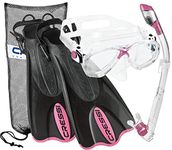 Cressi Italian Collection Palau Adjustable Fin Snorkel Mask Fin Snorkel Set with Snorkeling Gear Carry Bag