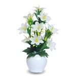 Flora Planet Artificial Plants for Home Decor Showcase decoation Plants Flowers with Pot Fake Plant Decorative Items for Home Decor Plants for Home Decor Bathroom Office Farmhouse (White)