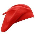 French Beret Hat,Reversible Solid Color Cashmere Beret Cap for Womens Girls Lady Adults (Red1)