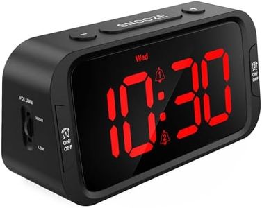 Odokee Digital Dual Alarm Clock for Bedroom, Easy to Set, 0-100% Dimmer, USB Charger, 5 Sounds Adjustable Volume, Weekday/Weekend Mode, Snooze, 12/24Hr, Battery Backup, Compact Clock for Bedside(Red)