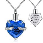 YOUFENG Jewellery Urn Necklace for Ashes Always in My Heart I Love You to The Moon and Back Birthstone Cremation Keepsake Pendant Necklaces (September)