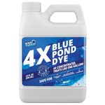 4X Blue Pond Dye - Transforms Murky Brown Water to Natural Blue Color - Super Concentrated Lake and Pond Dye - Liquid Pond Shade Treats Up to 1 Acre - Safe for Fish and Wildlife (32 oz)