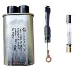 AMAZOR Capacitor + Diode + Fuse Tube | Combo Pack Of High Voltage Aluminium Microwave Oven Capacitor 1MFD and Diode (pack of 3, Capcitor + Fuse Tube + Diode)