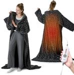 WOOMER Wearable Heated Blanket 50”×70“, Soft Faux Fur & Cozy Sherpa Heated Snuggle with Foot Pockets and Sleeves