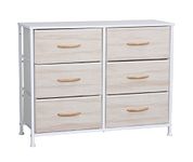 Requena Chest of Drawers, 6 Drawers with Wood Top and Large Storage Space, Easy to Install Room Organizer, for Bedroom, Living Room, Nursery Room, Hallway CD-5826-BEECH-WH