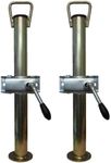 A Pair of Silver Trailer Prop Stands Corner steadys with Handle 34mm Diameter x 430mm Length with Split Clamps Pt no. LMX1512