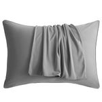 AovYoo Pillow cases 2 Pack Breathable Cooling for Hair and Skin, Grey Pillow Cases for Night Sweats 50 x 75 cm - Anti Wrinkle, Ultra Soft, Fade Resistant with Envelope