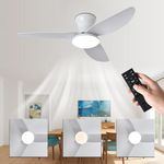 100cm Modern Ceiling Fans with Lights, LED Smart Dimmable Bedroom Fan Light Remote and APP Ceilings Fan Lamp Quiet 6-Speeds Reversible with Memory Function Timer for Living Room, Kitchen-White