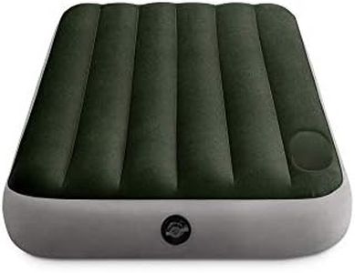 INTEX 64761E Dura-Beam Standard Downy Air Mattress: Fiber-Tech – Twin Size – Built-in Foot Pump – 10in Bed Height – 300lb Weight Capacity, Green