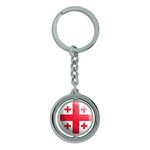 GRAPHICS & MORE Georgia National Country Flag Spinning Round Metal Key Chain Keychain Ring