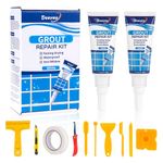 Deuvuo Tile Grout Repair Kit, 12 Pcs White Grout Reviver Set, Epoxy Grout Sealer for Bathroom Shower Kitchen Floor Tile, Fast Drying Grout Whitener, Grout Pen White - Restore and Renew Grout Line