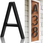 5" Metal Floating House Numbers,Ranslen Black Zinc Alloy Solid Modern House Address Number,Anti-Rust House Numbers Decorative Address Sign for Door Garden Mailbox with Nail Kit,Coated Black,Letter(A)