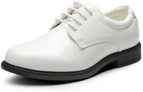 Bruno Marc Boy's Classic Dress Oxfords Derby Wedding Shoes,White PAT,Size 5 US Big Kid SBOX2401K