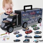 JODUDLR Toddler Toys For 3-4 Year Old Boys,Transport Cars Carrier Set Truck Toys With 20 Die-Cast Vehicles Truck Toys Cars,Ideal Gift Toys For Kids Age 3-7, Black