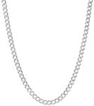 5.1mm .925 Sterling Silver Diamond-Cut Flat Cuban Link Curb Chain Necklace, 30 inches