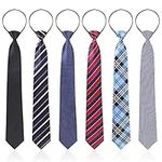 6 Pcs Zipper Ties for Boys Girls Men Women Pre Tied Adjustable Necktie for School Uniform Graduation Business Wedding (Classic Style)