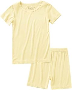 Jimonda Baby Boys Girls Pajama Sets Toddler Sleepwear Cool Jammies 2pcs Viscose from Bamboo PJs Short Sleeved 18M-8Y(Yellow-7-8Y)