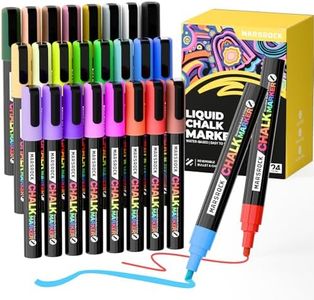 Marsrock Liquid Chalk Markers,24 Vibrant Colors Chalk Pens, Reversible Tip, Wet Erase, Water-Based Chalkboard Markers for Blackboards, Windows, Glass, Mirrors, Signs,Car– Ideal for Restaurants & Home