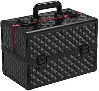 Yaheetech Schminkkoffer schwarz Kosmetikkoffer Alu Werkzeugkoffer Nagel Koffer Beauty Case 34,7 x 22,2 x 25 cm