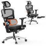 DROGO Premium Ergonomic Office Chair for Work from Home, High Back Computer Chair with Adaptive Lumbar Support & 5D Headrest, 4D Armrest, Footrest & Recline, Desk Mesh Chair for Office/Home (Black)