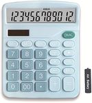 YOUHO Office Desk Calculator, 12-bit Solar Battery Dual Power Standard Function Electronic Calculator with Large LCD Display (1PACK，Blue)