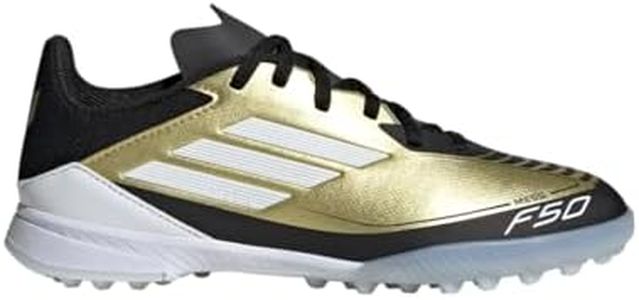 adidas Unisex-Kids F50 League Messi Turf, Gold Metallic/White/Black, 2
