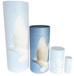 Dove Bird Scatter Tubes for Adult Ashes - Biodegradable Cardboard Cremation Urns (Medium), Blue,white