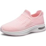 Girls Slip on Trainers Lightweight Breathable Walking Shoes Child School Sneakers Pink Big Kid Size 2