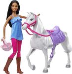 Barbie Doll and Horse Playset with Barbie Doll (11.5 in Brunette), and Horse with Saddle, Bridle, Reins and Riding Helmet, Gift for 3 to 7 Year Olds