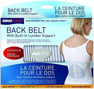 ObusForme Back Support Belt with Built-in Lumbar Support | Lower Back Brace | Elastic Abdominal Support | Breathable, Compression Band | Tailored to Female Physique (Medium/Large)