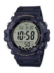 Casio Illuminator Extra Long Strap 10-Year Battery 100 M Water Resistant 5-Alarm w/Countdown Timer Men's Digital Watch, Black, AE-1500WHX-1AVCF, Black, Sport