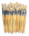 Major Brushes Hog Bristle Short Round Brushes - Assorted Pack of 60