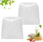 Nylon Straining Bag 2 Pcs Nut Milk Bag Reusable Drawstring Strainer Bag for Nut Milk Oat Milk Fruit Vegetable Juice(11.8 * 17.7in/30 * 45cm)