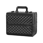 LACOPINE Makeup Train Case Cosmetic Bag Organizer Case With Trays For Cosmetics, Jewellery Box Or Gift Box (Design1-Black)