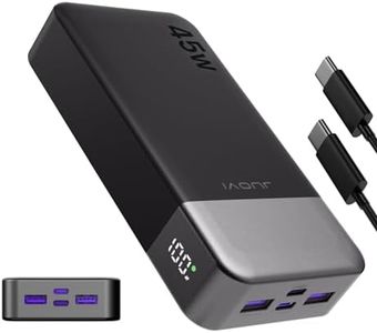 JUOVI Power Bank, 20000mAh 45W Portable Charger, PD3.0 QC4.0 Fast Charging with LED Display, 2 USB-C, 2 USB-A, Battery Pack for iPhone 15 14 13 Series, MacBook, Galaxy, iPad, and More (Black)