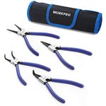 WORKPRO 4-Piece Snap Ring Pliers Set, 7-Inch Internal and External Circlip Pliers Kit with Straight and Bent Jaw, for Ring Remover Retaining, Storage Pouch Included