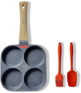 OUTDO.MXT Egg Pan Omelette Pan 4-Cup Nonstick Breakfast Pancake Pan, Fried Egg Cooker Suitable for Breakfast Swedish Pancake, HamBurger, Kitchen Cooking Tool for Gas Stove, Induction Cookware