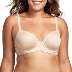 Maidenform One Fab Fit Underwire Bra, Push-Up T-Shirt Bra, Modern Demi Bra, Lightly Padded Bra with Convertible Straps, Paris Nude, 36B