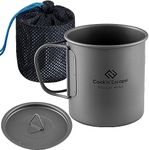 COOK'N'ESCAPE Titanium 450ml Cup with Lid Open Fire Camping Cookware Mug Pot with Foldable Handle for Outdoor Picnic Hiking Backpacking