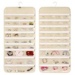 Hanging Jewellery Organiser with 66 Pockets Double Sided Cabinet Earring Storage for Hanging Earrings Necklaces Bracelets Rings Storage Cupboard Wardrobe