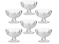 Auch Glass Dessert Bowls, Set of 6 Unique Mini Trifle Footed Cups, Clear Glass Salad Ice Cream Sundae Cups Crystal Mini Prep Bowls, Dip, Dessert, Bar Snack Dish Bowls