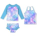 Belovecol Girls 3Piece Bathing Suit Bikini Rash Guard Modest Swimsuit Vest & Bottom 3 Set Big Kid 6-7T