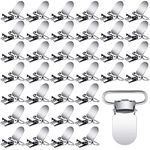 Hotop 60 Pieces Metal Pacifier Suspender Clips Straps Holder Fasteners Clips Baby Pacifier Suspender Snap Heavy Duty Fasteners Clips for Making Pacifier Holders Bib Bed Sheet Fasteners Toy Clip