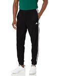 adidas Men's Essentials Warm-Up Tapered 3-Stripes Track Pants, black/white, Small