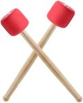 Luomorgo 2 Pcs Bass Drum Mallets, Marching Drum Mallets Percussion Sticks Foam Tip Mallet with Wood Handle, 13 Inch Drum Mallets Soft Felt Timpani Mallets (Red)