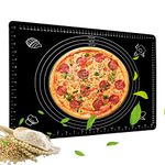 Silicone Mat Non Stick Large,LandJoy Baking Mats Silicone,Baking Mat with Measurement Non-Slip Baking Mat Baking Mat Silicone,Dough Mat,Pizza Dough Mat,(Black, 50 x 40 cm)